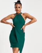 Trendyol Ruched Dress In Emerald Green