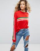 Asos Sweater In Oversize With Stripe - Red