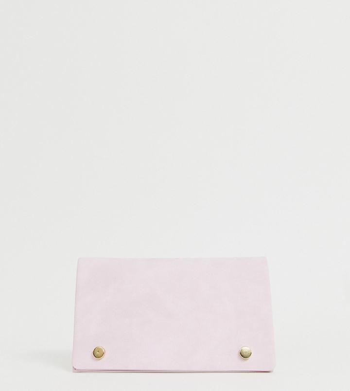 Monki Faux Suede Wallet In Pink - Pink