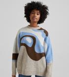 Bershka Abstract Print Sweater In Brown