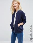 Asos Petite The Ultimate Bomber Jacket In Jersey - Navy