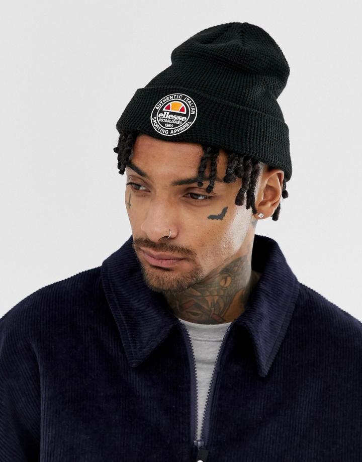 Ellesse Yaan Beanie With Stamp Logo In Black - Black