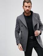 Religion Asymetric Button Short Overcoat - Gray