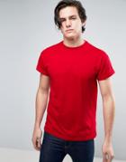 New Look T-shirt With Roll Sleeves In Red - Red
