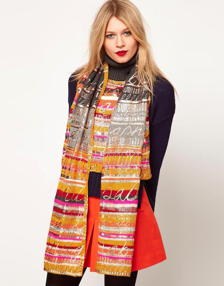 Lauren Mccalmont For Asos Text Print Top With Scarf - Multi