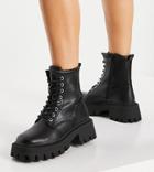 Asos Design Wide Fit Avid Extreme Square Toe Lace Up Boots In Black
