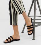 New Look Tube Flat Slider Sandal In Black - Black