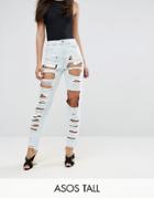 Asos Tall Original Mom Jeans In Harrow Wash With Extreme Super Busts - Blue