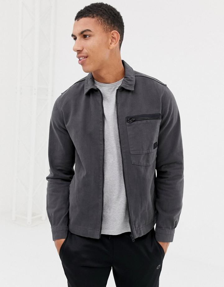 Jack & Jones Core Shirt Jacket In Heavy Cotton Twill - Gray