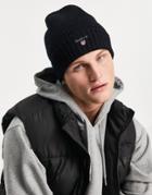Gant Wool Lined Beanie In Black With Small Heritage Logo