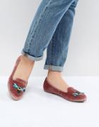 Asos Design Luna Bug Embroidered Ballet Flats - Pink