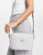 Truffle Collection Quilted Shoulder Bag In Gray