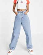 Topshop Baggy Jean In Mid Blue-blues
