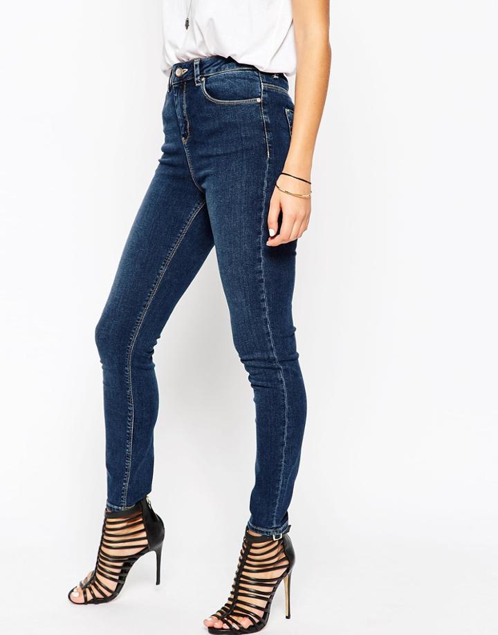 Asos Ridley Skinny Ankle Grazer Jeans In Elm Dark Stonewash - Elm Dark Stonewash
