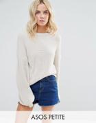 Asos Petite Sweater With Volume Sleeve - Stone