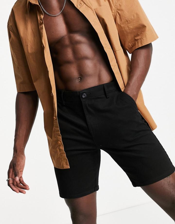 Topman Organic Cotton Blend Slim Chino In Black