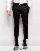 Noose & Monkey Cropped Pants With Stretch And Turn Up In Super Skinny Fit - Black