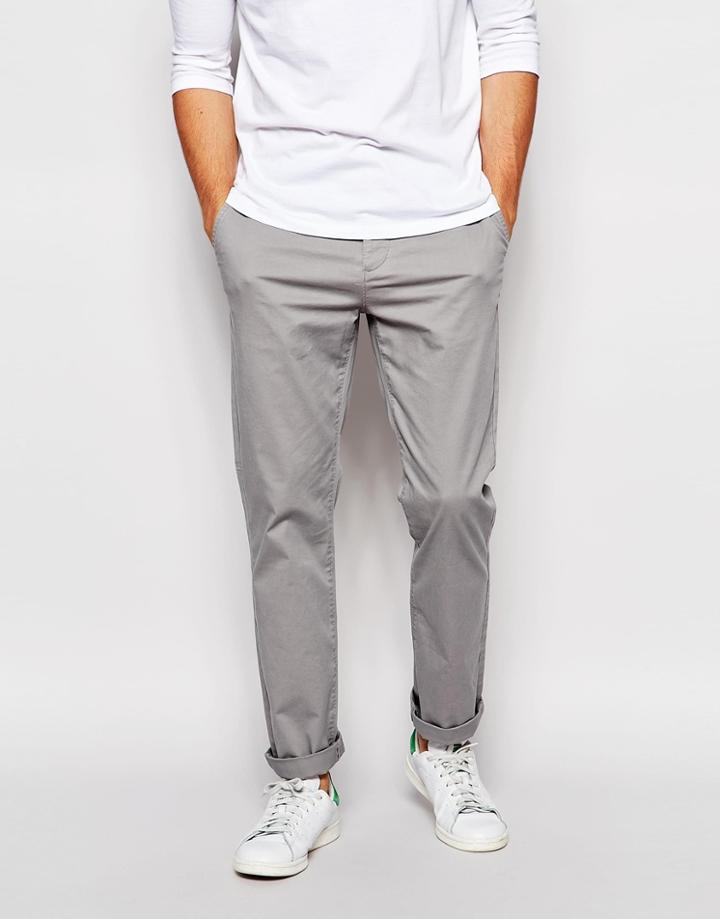 Asosstraight Chinos In Light Grey - Warm Gray