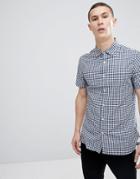 Armani Exchange Gingham Short Sleeve Shirt In Navy - Navy