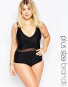 Junarose Mesh Insert Swimsuit - Black