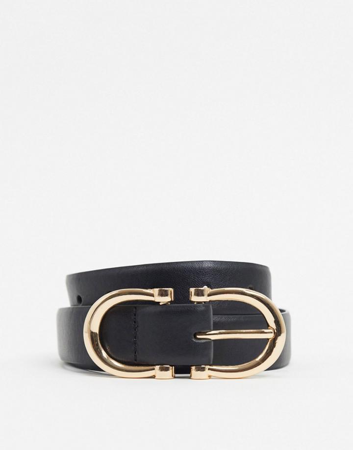 Glamorous Waist And Hip Jeans Belt With Gold Double Buckle In Black