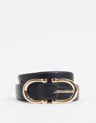 Glamorous Waist And Hip Jeans Belt With Gold Double Buckle In Black