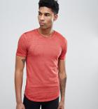 D-struct Tall Longline Burnout T-shirt - Red