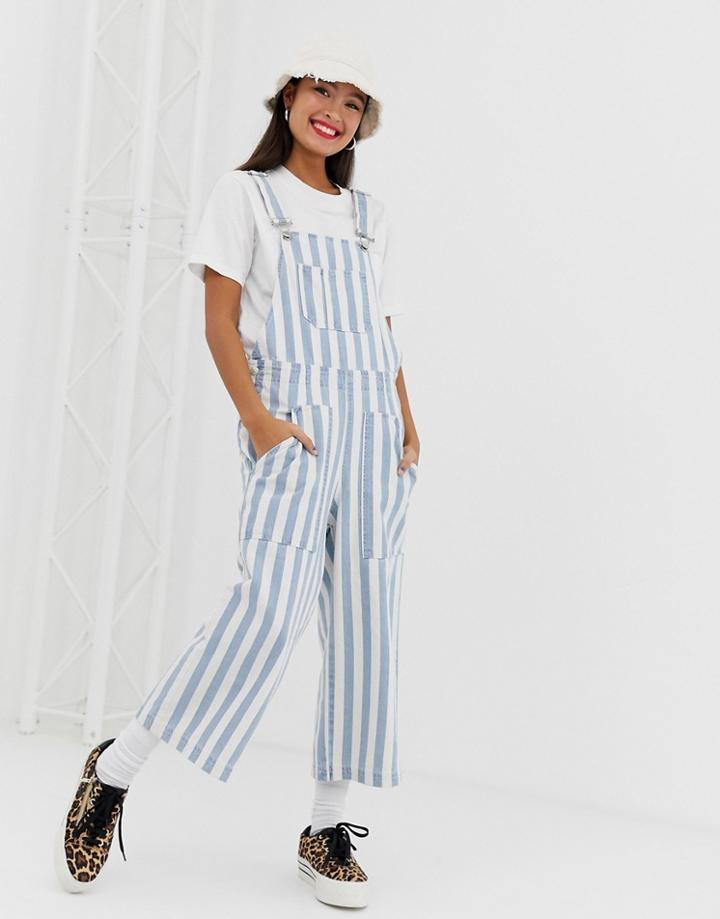 Signature 8 Striped Denim Overalls - Blue