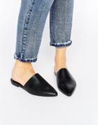 Vagabond Katlin Black Leather Flat Mules - Black