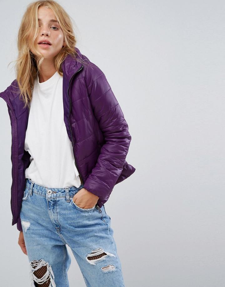 Bershka Light Weight Jacket With Hood - Purple