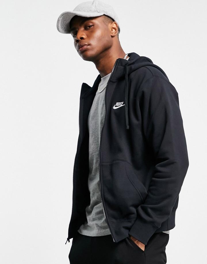 Nike Club Zip-up Hoodie In Black Bv2645-010