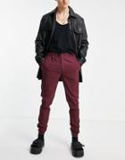 Asos Design Skinny Smart Sweatpants In Burgundy-red