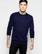 Lindbergh Sweater With Textured Knit - Navy