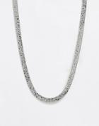 Asos Design Necklace In Texture Flat Snake Chain In Silver Tone