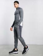 Asos Dark Future Active Training Sweatpants With Contrast Panels In Skinny Fit-gray