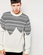 Bellfield Mountain Skyline Fair Isle Knitted Sweater - Ecru