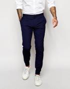 Asos Super Skinny Smart Joggers In Navy - Navy