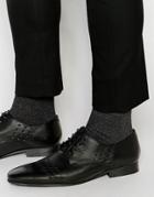 Asos Derby Shoes In Black Leather With Cut Out Details - Black