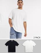 Topman 2 Pack Oversized T-shirts In Black And White-multi
