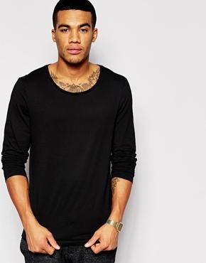 Asos Long Sleeve T-shirt With Scoop Neck - Black