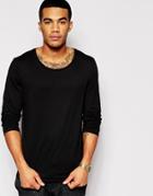 Asos Long Sleeve T-shirt With Scoop Neck - Black