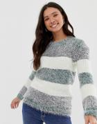 Wild Flower Sweater In Fluffy Block Stripe