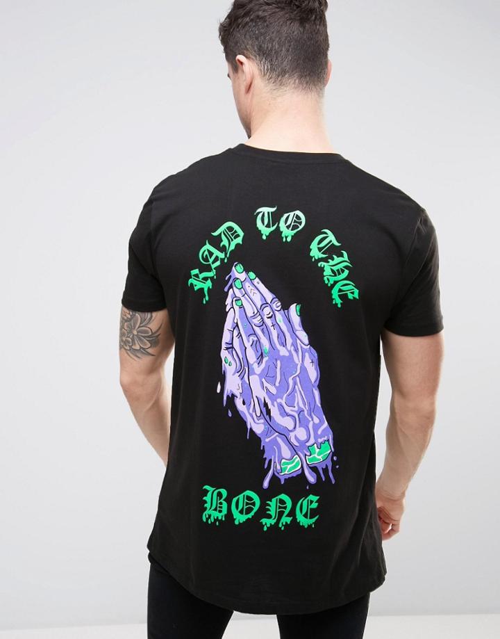 Asos Longline T-shirt With Rad To The Bone Print - Black