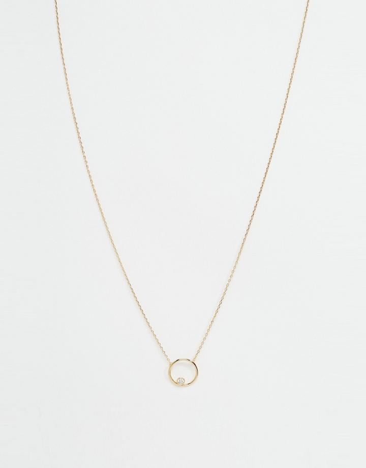 Orelia Open Circle Crystal Stud Necklace - Gold