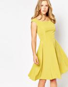 Love Bardot Midi Dress - Chartreuse Yellow