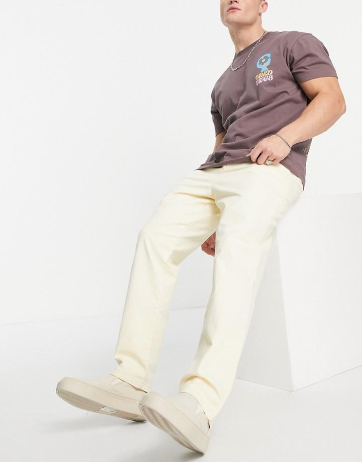 Asos Design Relaxed Skater Chinos In Pastel Yellow