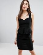 Vesper Midi Peplum Dress - Black
