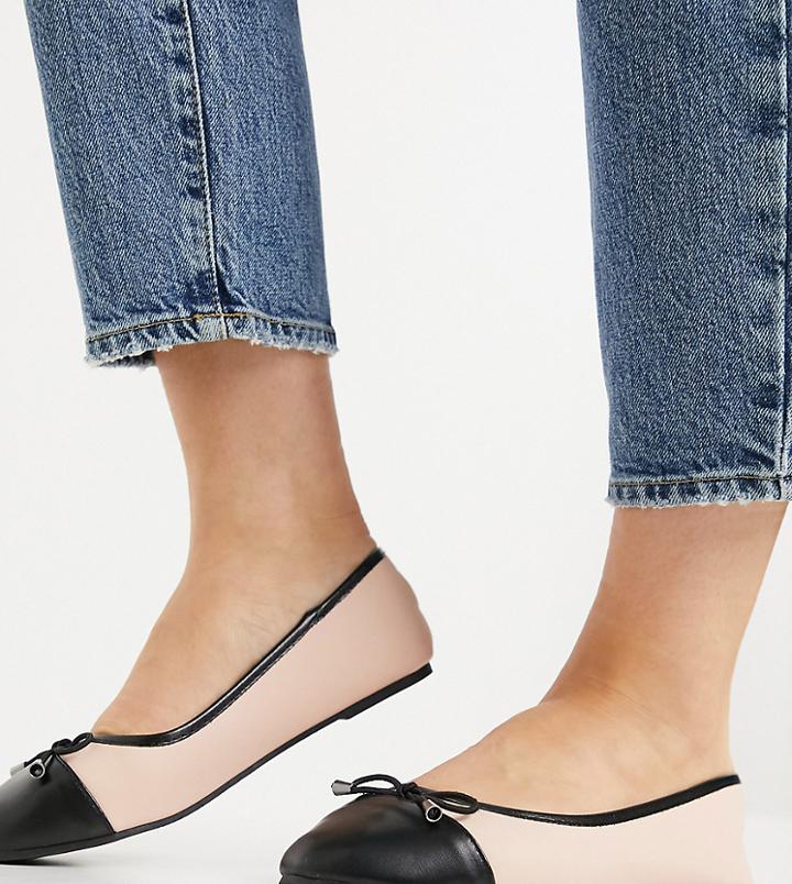 Raid Exclusive Dazer Ballerina Flats With Contrast Toe In Blush-pink