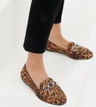 New Look Wide Fit Hardware Loafer In Leopard - Stone