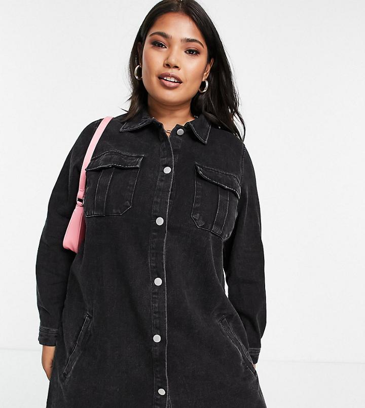 Yours Denim Dress In Black